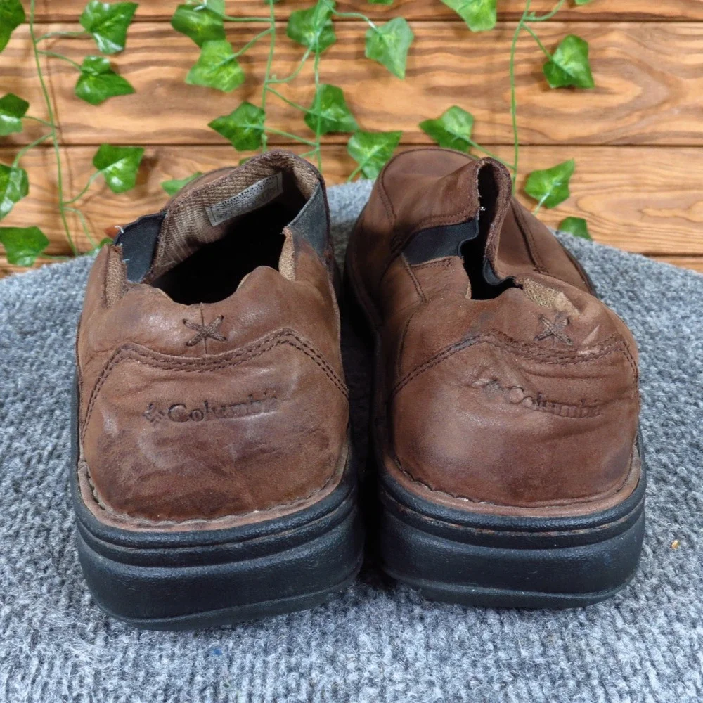 Columbia Big Pines Men Slip On Loafer Shoes Sz 9.5 Outdoor Walking Brown Leather